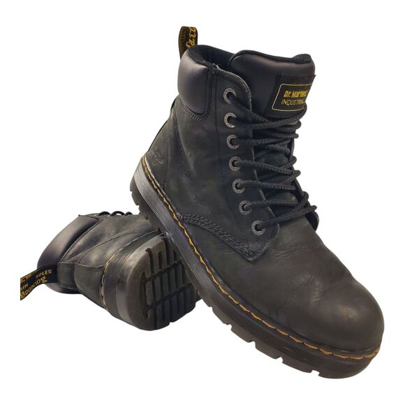 DR. MARTENS INDUSTRIAL Boots Mens Size 10 Black Leather Combat Lace Up Workwear main image 10
